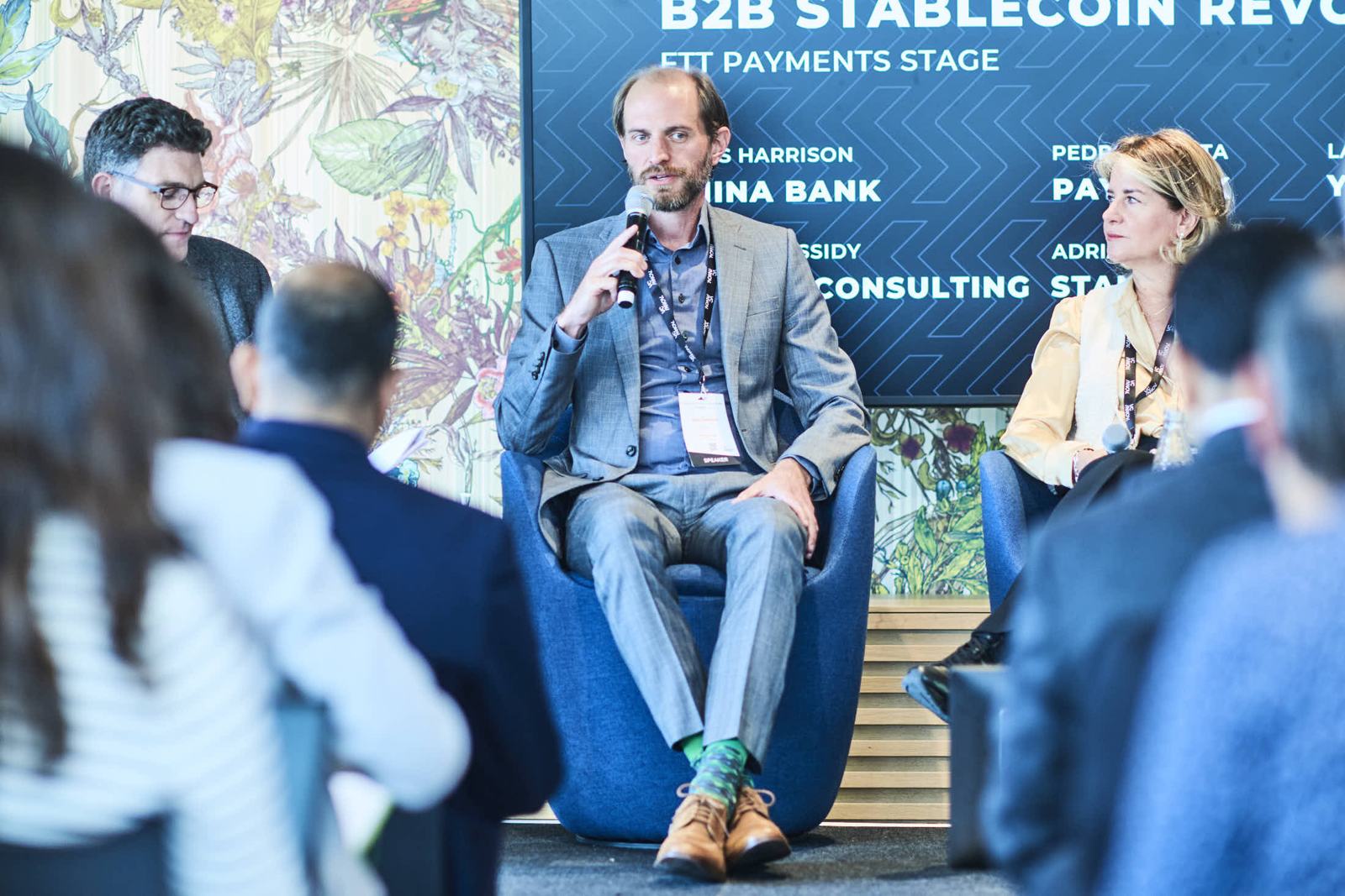 Lars Johnson speaking on the B2B Stablecoin Revolution panel at FTT Payments Europe